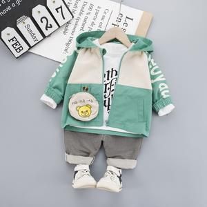Children Clothing  Clothes Wholesale Three Piece Suit Cotton Set With Image for Boys